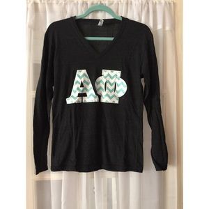 Alpha phi mint chevron letters long sleeve vneck